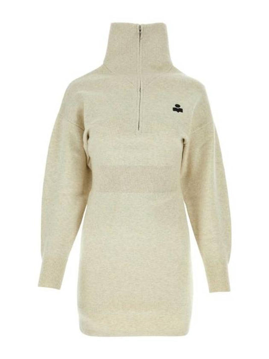 Alea Zipper Roll Neck Short Dress Light Grey - ISABEL MARANT - BALAAN 1