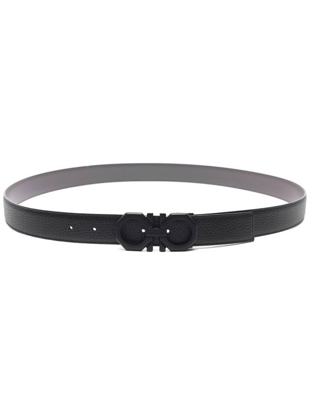 Reversible Gancini Leather Belt Black - SALVATORE FERRAGAMO - BALAAN 5