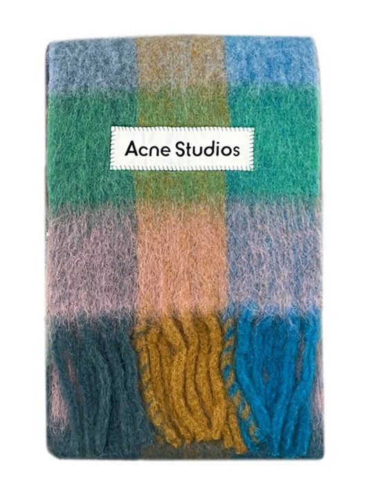 Check Mohair Muffler Turquoise Camel Blue - ACNE STUDIOS - BALAAN 2