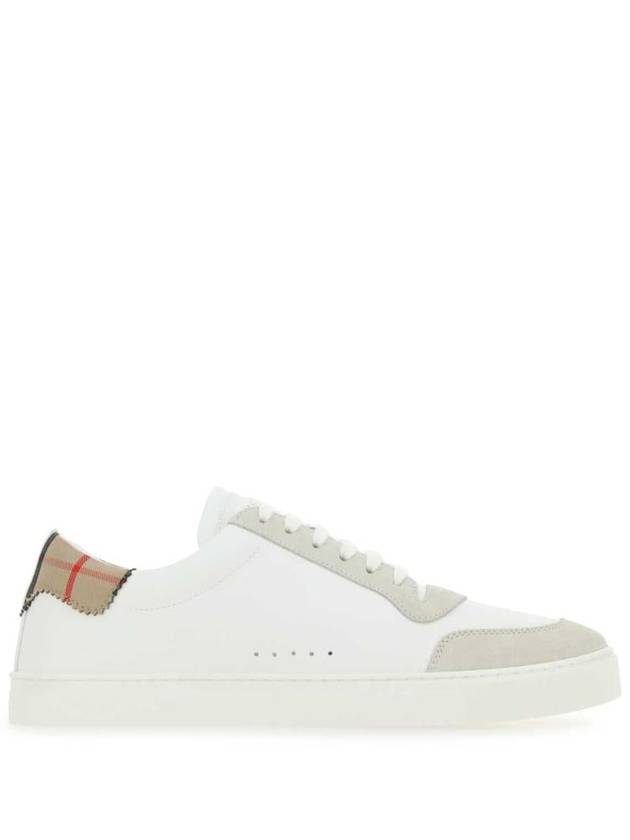 Leather Suede Check Cotton Low Top Sneakers White - BURBERRY - BALAAN 2