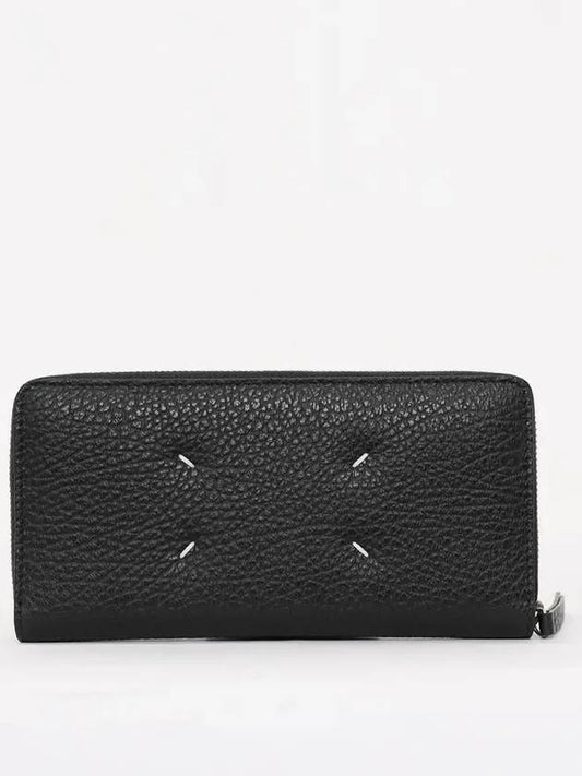 Stitched Grain Leather Zip Around Long Wallet Black - MAISON MARGIELA - BALAAN 2