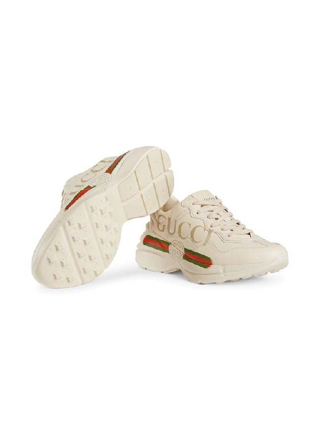 Rhyton Logo Leather Sneakers Ivory - GUCCI - BALAAN 5