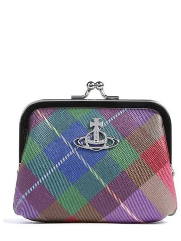 Saffiano Frame Coin Wallet Candy Tartan - VIVIENNE WESTWOOD - BALAAN 1