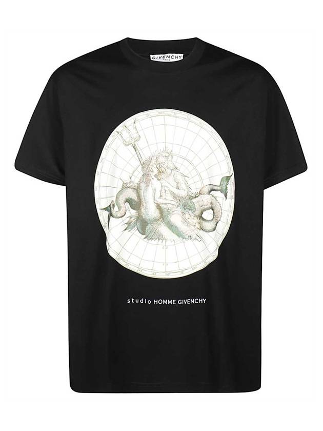 Poseidon Print Overfit Short Sleeve T-Shirt Black - GIVENCHY - BALAAN 1