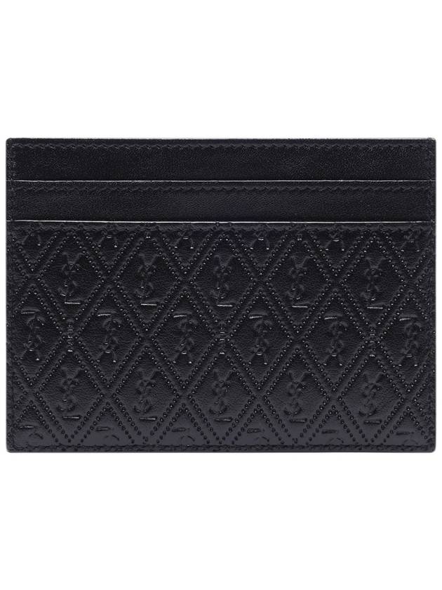 Monogram Pineapple Print Card Wallet Black - SAINT LAURENT - BALAAN 5