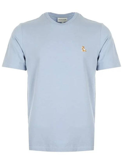 Chillax Fox Patch Regular Short Sleeve T-Shirt Blue - MAISON KITSUNE - BALAAN 2