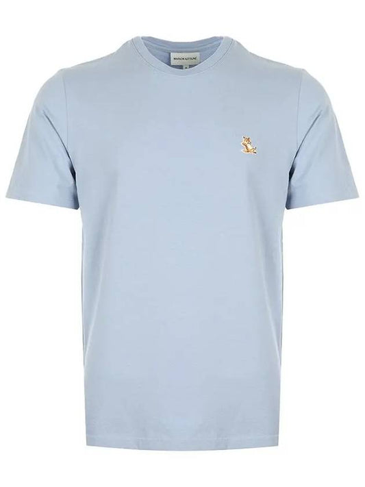 Chillax Fox Patch Regular Short Sleeve T-Shirt Blue - MAISON KITSUNE - BALAAN 2