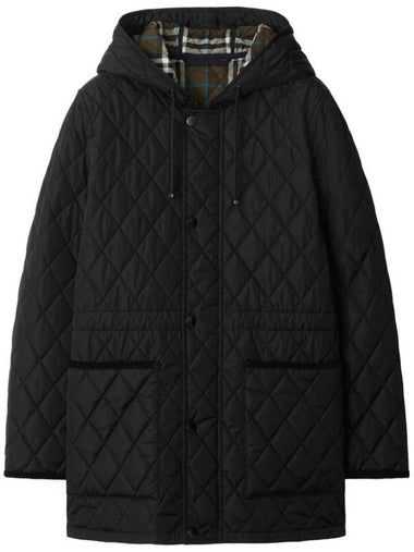 Hooded Quilted Parka Black - BURBERRY - BALAAN 1