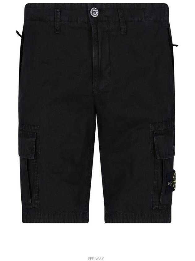 Men's Wappen Patch Pocket Bermuda Cargo Shorts Black - STONE ISLAND - BALAAN 2