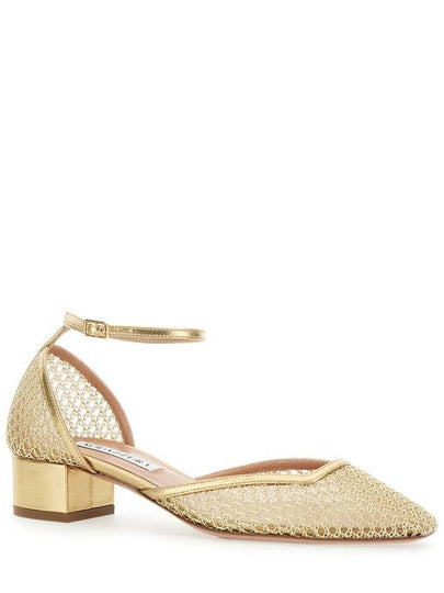 'Asha' Metallic Pumps With Low Block Heel In Mesh Woman - AQUAZZURA - BALAAN 2