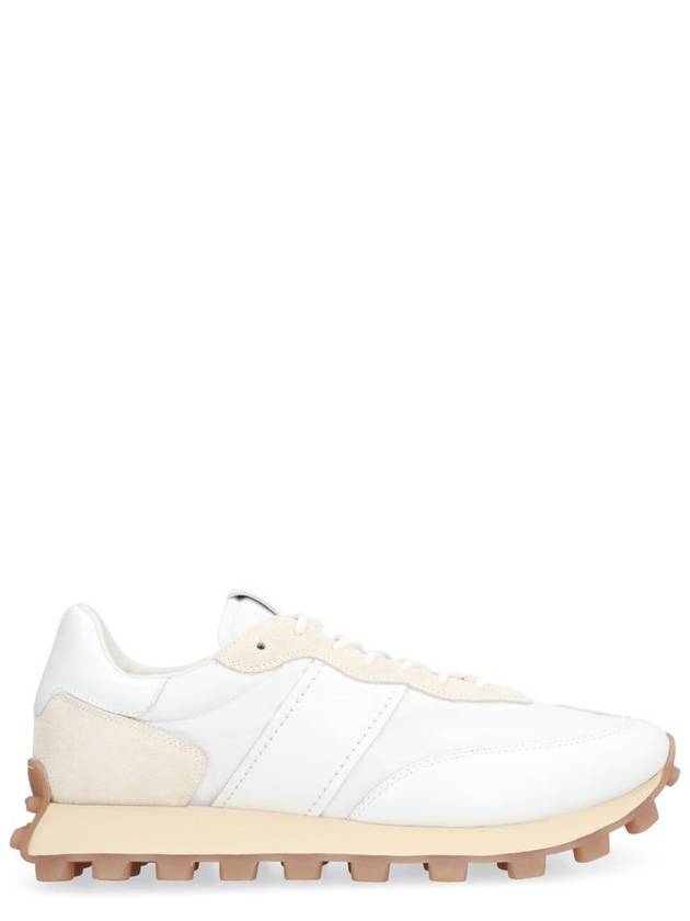 Paneled Lace-up Suede Leather Low Top Sneakers White - TOD'S - BALAAN 2