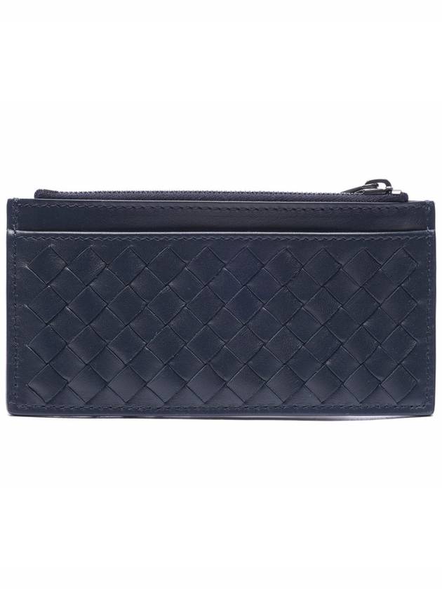 Intrecciato Zipper Card Wallet Navy - BOTTEGA VENETA - BALAAN.