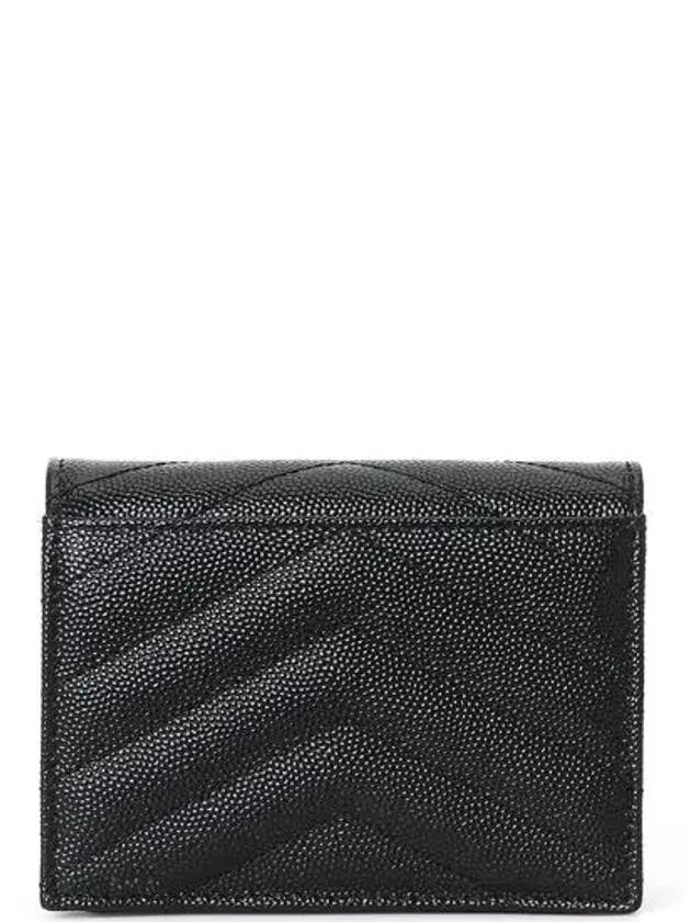 Monogram Caviar Leather Flap Card Wallet Black - SAINT LAURENT - BALAAN 4