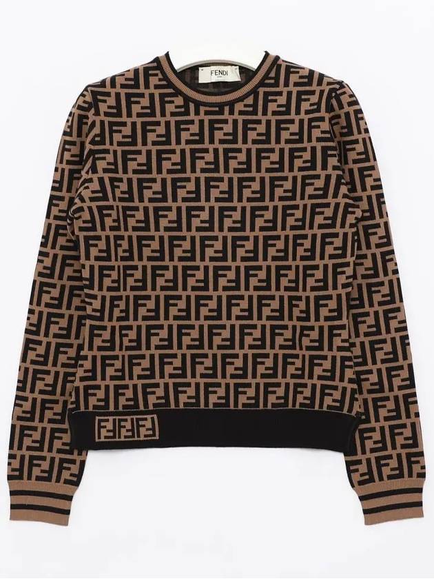 FF Logo Knit Top Brown - FENDI - BALAAN 4