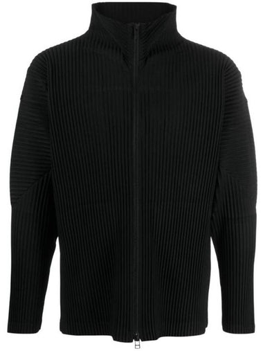 Pleated Zip Up Cardigan Black - ISSEY MIYAKE - BALAAN 1