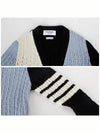 Fun Mix 4 Bar Pointelle V Neck Cardigan Light Blue - THOM BROWNE - BALAAN 6