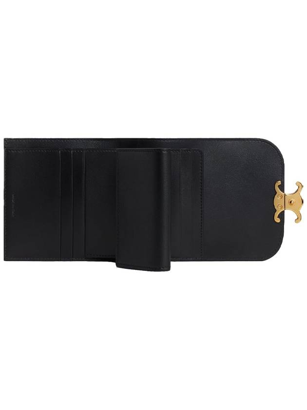 Shiny Triomphe Small Calfskin Half Wallet Black - CELINE - BALAAN 4