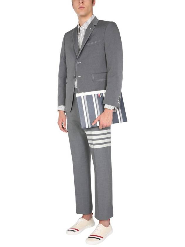 Diagonal Plain Weave Classic Wool Slacks Medium Grey - THOM BROWNE - BALAAN 3