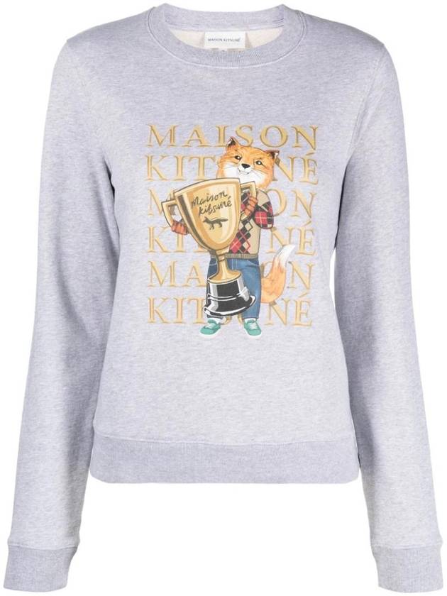 Fox Champion Print Sweatshirt Grey - MAISON KITSUNE - BALAAN 1