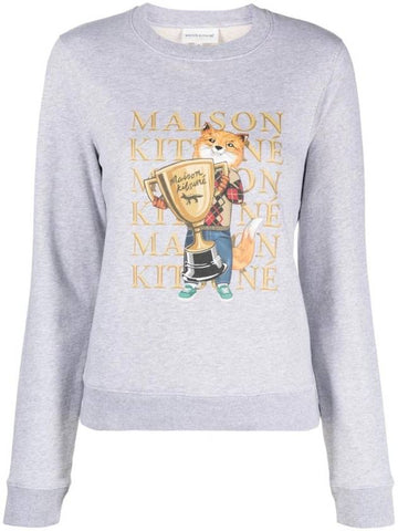 Fox Champion Print Sweatshirt Grey - MAISON KITSUNE - BALAAN 1