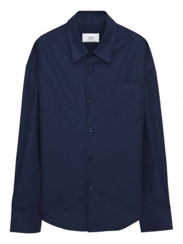 Boxy Fit Long Sleeve Shirt Nautic Blue - AMI - BALAAN 2