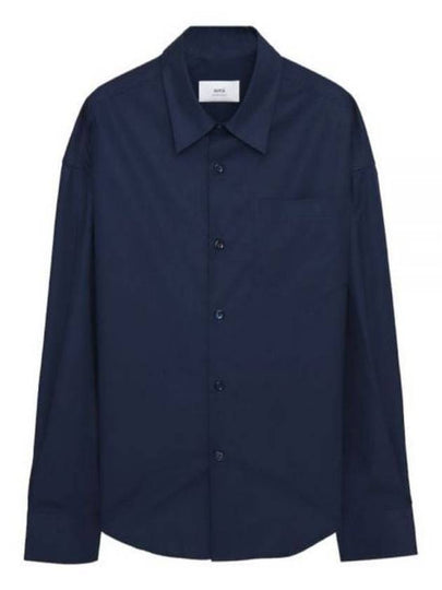 Boxy Fit Long Sleeve Shirt Nautic Blue - AMI - BALAAN 2