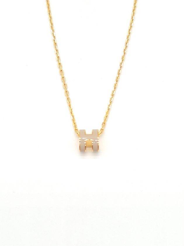 Mini Pop H Pendant Necklace Gold Marron Glace - HERMES - BALAAN 4