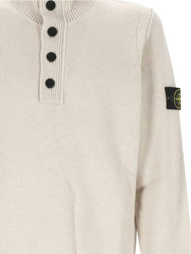 Wappen Patch Half Button Lambswool Knit Top Plaster - STONE ISLAND - BALAAN 3