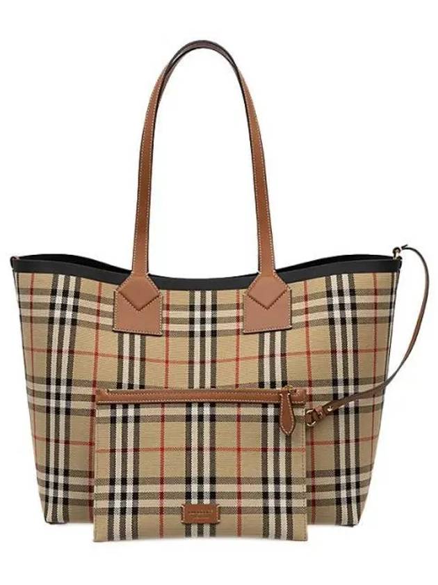 London Check Medium Cotton Tote Bag Archives Beige - BURBERRY - BALAAN 2