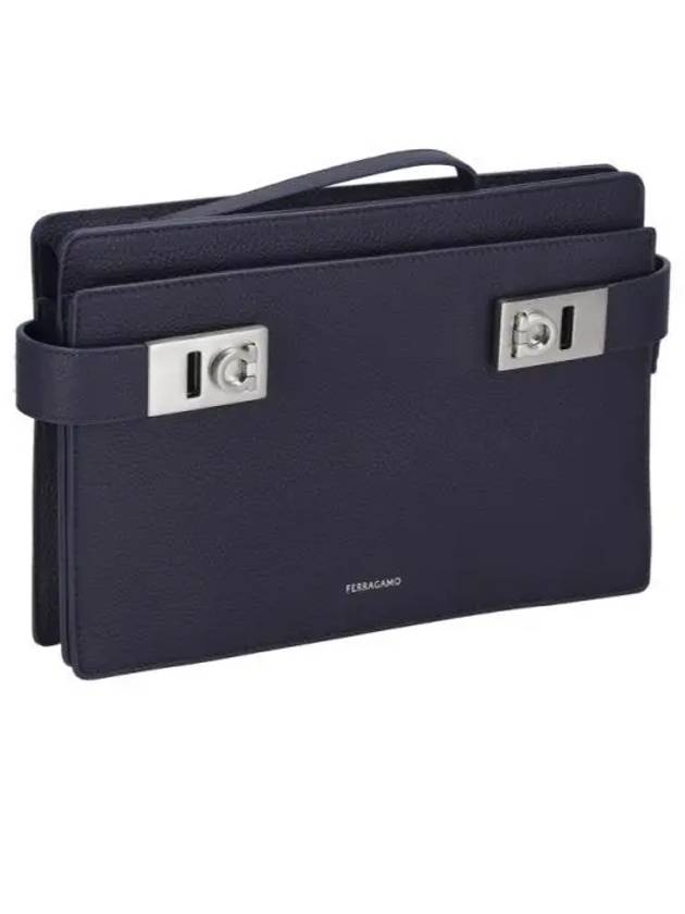 Gancini Buckle Pouch Bag Midnight Blue - SALVATORE FERRAGAMO - BALAAN 2