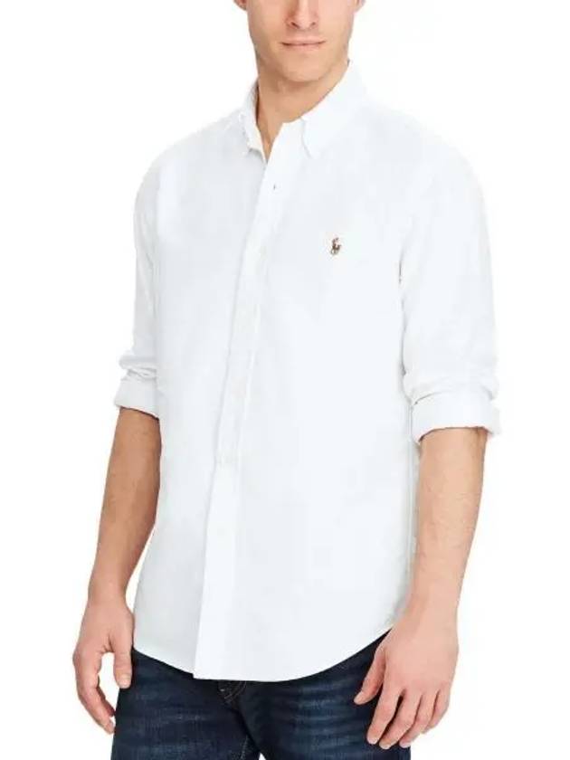 Men's Embroidered Pony Logo Oxford Long Sleeve Shirt White - POLO RALPH LAUREN - BALAAN 2