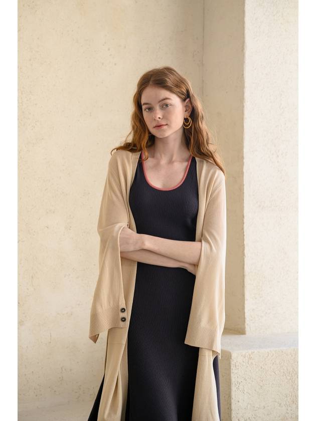 Kaijienne Interseasonal Split Sleeve Long Cardigan_Light Beige - CAHIERS - BALAAN 9