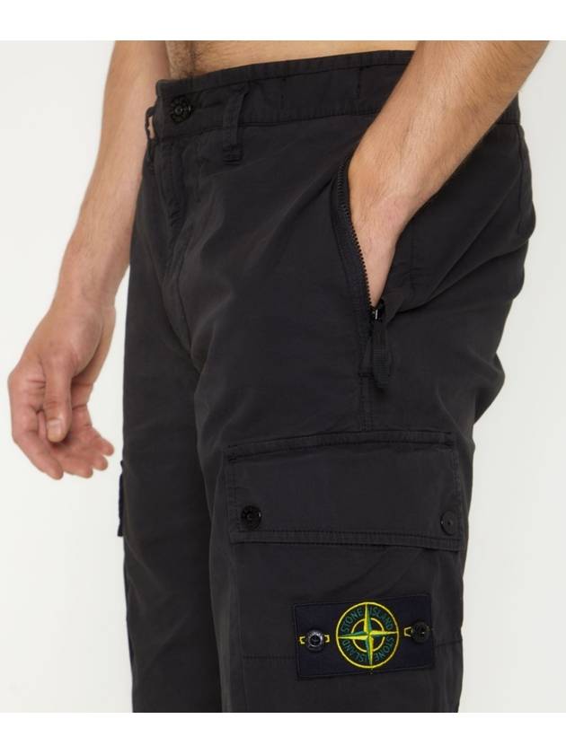 Logo Cotton Slim Cargo Shorts Black - STONE ISLAND - BALAAN 5