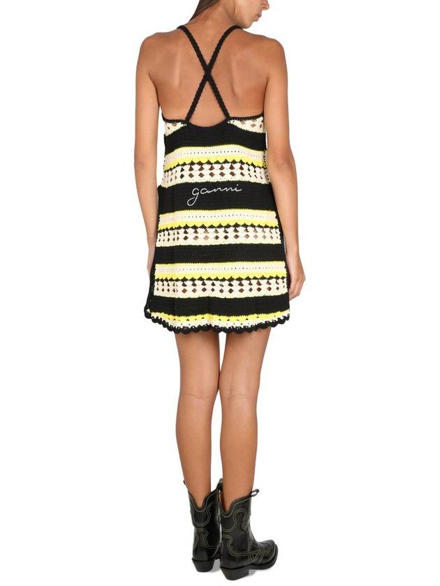 Striped Crochet Midi Dress - GANNI - BALAAN 3