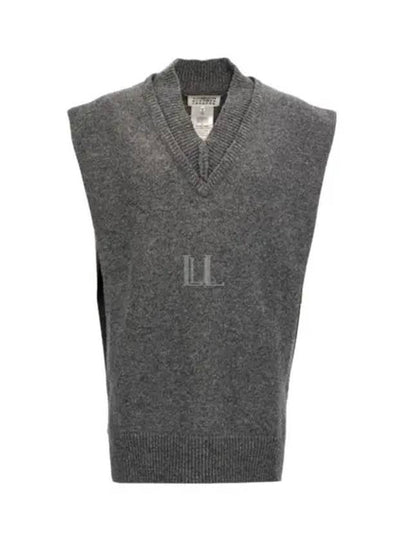 Layered Detail V-Neck Knit Vest Medium Grey - MAISON MARGIELA - BALAAN 2