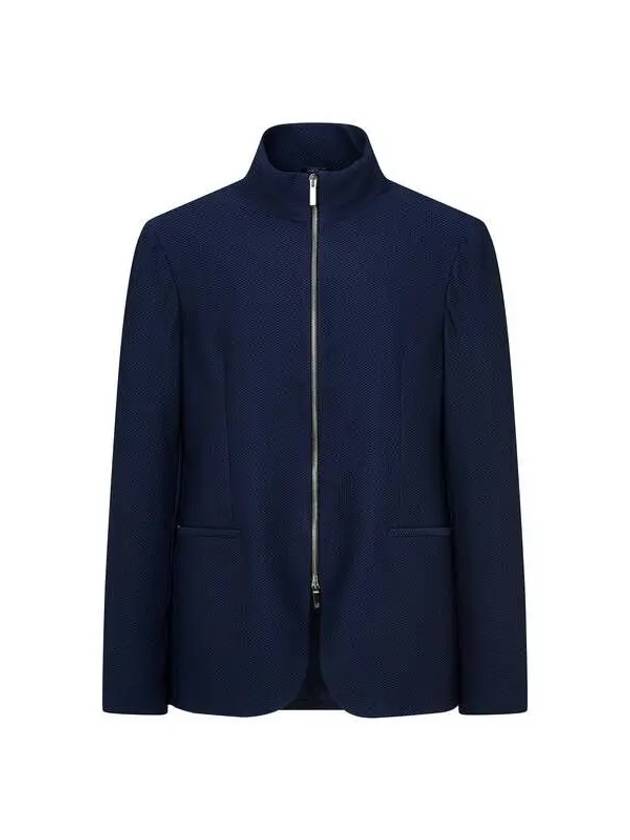 Men s waffle tissue high neck zip up jacket dark navy - GIORGIO ARMANI - BALAAN 1