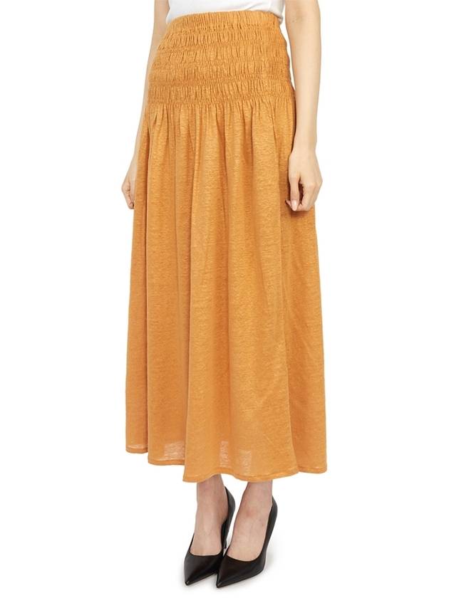 Tinoa Elastic Linen Long A-Line Skirt Mustard - VANESSA BRUNO - BALAAN 3