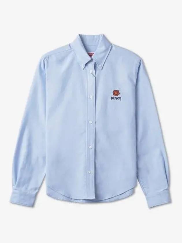 Women's Balk Flower Crest Slim Cotton Long Sleeve Shirt Light Blue - KENZO - BALAAN 2