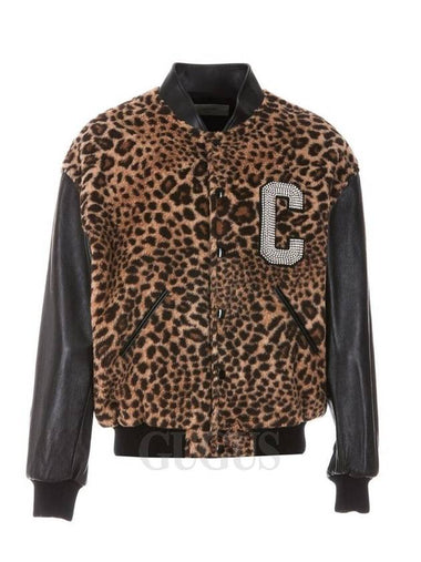 Teddy Jacket In Leopard-Print Fleece With Embroidered Patch Guepard - CELINE - BALAAN 1