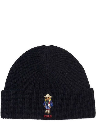 Embroidered Holiday Bear Wool Beanie Black - POLO RALPH LAUREN - BALAAN 2