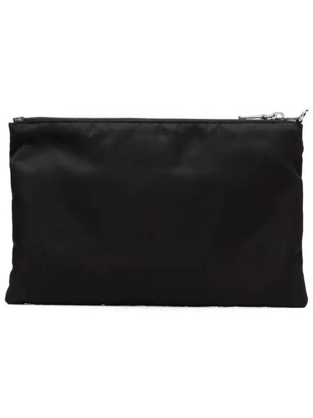 Re-Nylon and Saffiano Leather Clutch Bag Black - PRADA - BALAAN 3