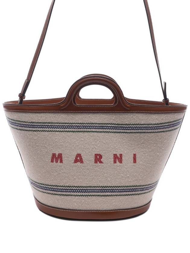 Logo Detail Striped Tote Bag White - MARNI - BALAAN 2