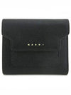 Saffiano Tri-Fold Zipper Half Wallet Black - MARNI - BALAAN.