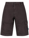 Men's Linen Bermuda Cargo Shorts Black - CP COMPANY - BALAAN 2