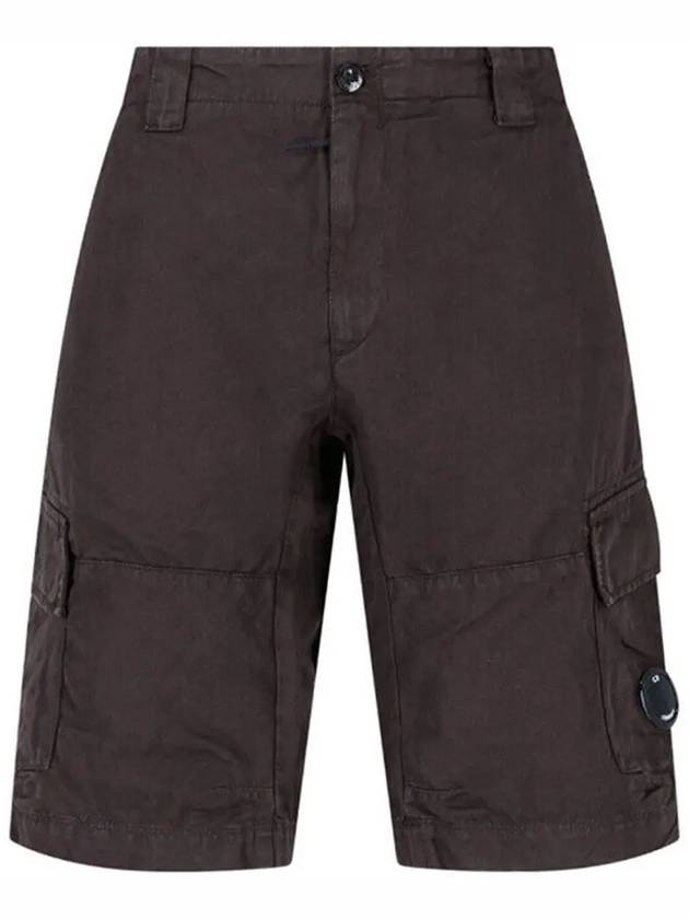 Men's Linen Bermuda Cargo Shorts Black - CP COMPANY - BALAAN 3