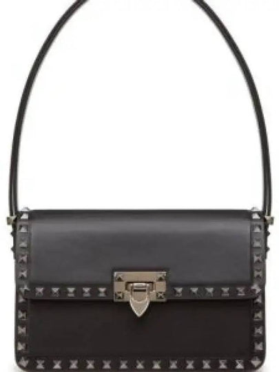 Rockstud Leather Shoulder Bag Black - VALENTINO - BALAAN 2