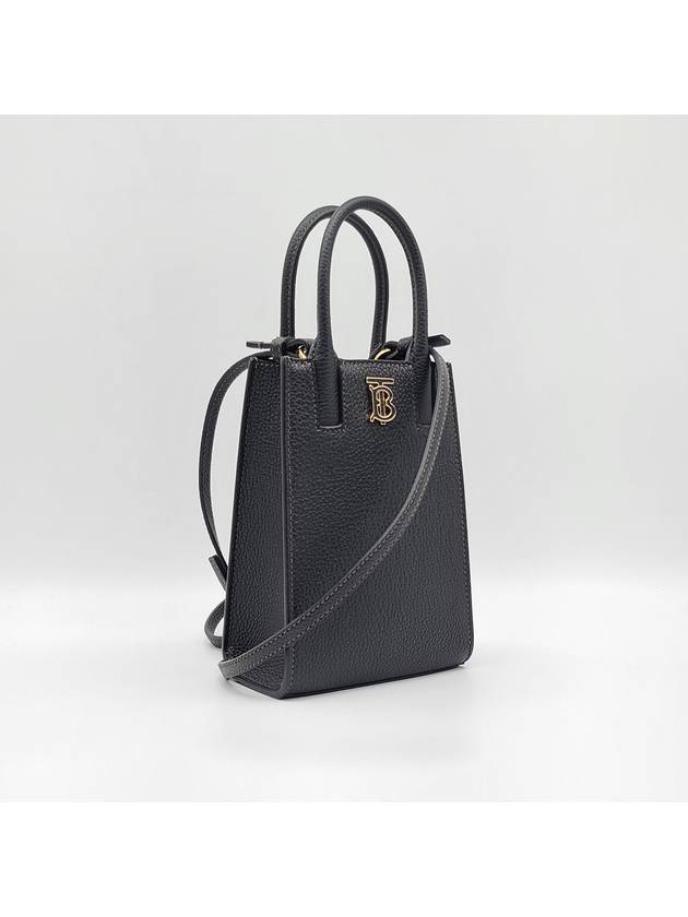 Frances Grainy Leather Mini Tote Bag Black - BURBERRY - BALAAN 3