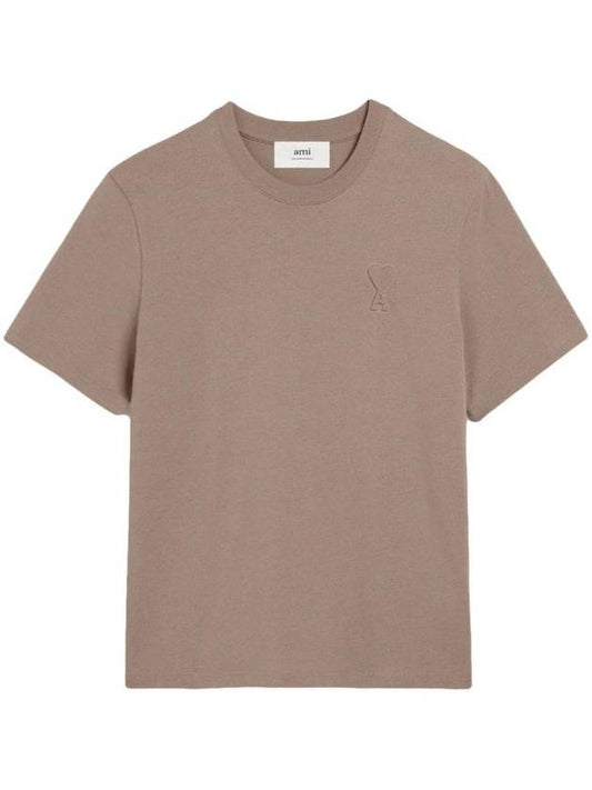Small Heart Logo Short Sleeve T-Shirt Brown - AMI - BALAAN 1