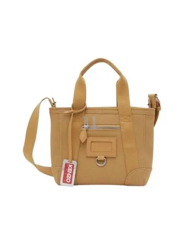 Logo Tag Zipper Mini Tote Bag Camel - KENZO - BALAAN 2