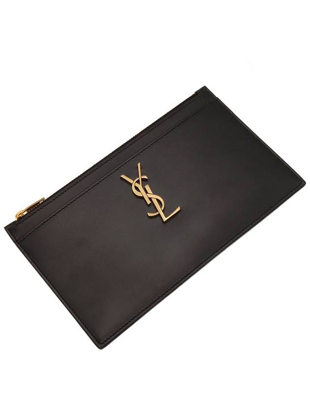 Black Smooth Calfskin Gold Monogram Bill Pouch 636316 - SAINT LAURENT - BALAAN 9